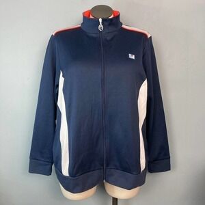 Vintage FILA Sport Navy Blue Orange 90s Women's Full Zip Track Jacket Size 1X